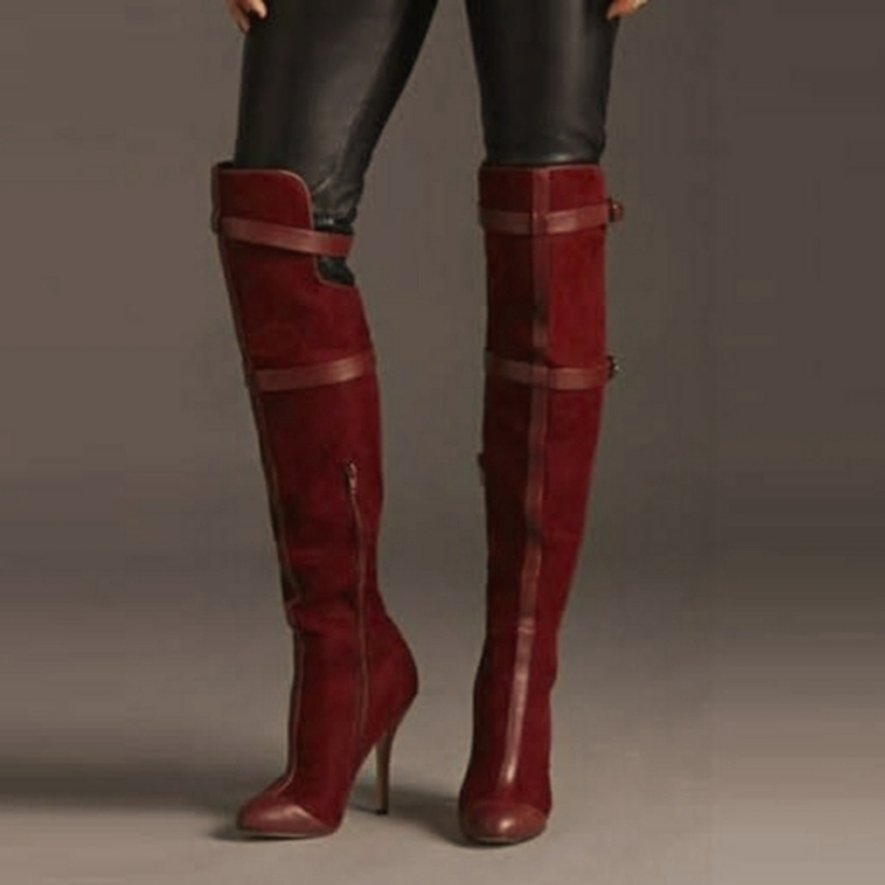 Burgundy Suede Boots